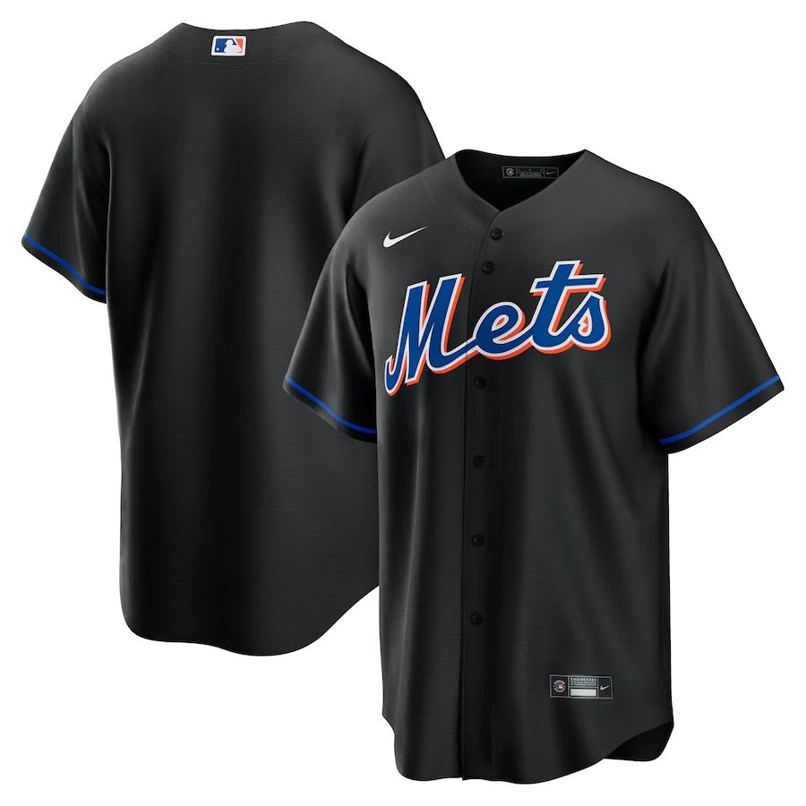 Custom Men New York Mets Blank Nike Black 2022 Alternate Replica Team MLB Jersey